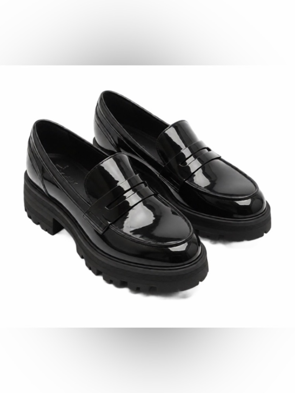 Marc Fisher Black Patent Chunky Platform Loafer 7.5